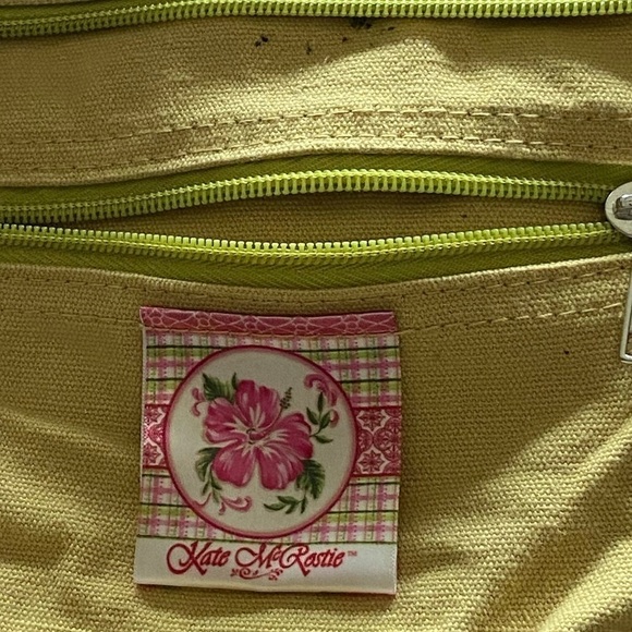 Kate McRostie Canvas Raffia Shoulder Bag Butterfly Flower - Picture 7 of 15